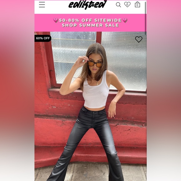 Edikted Pants - Edikted Luna Faux Leather Flare Jeans